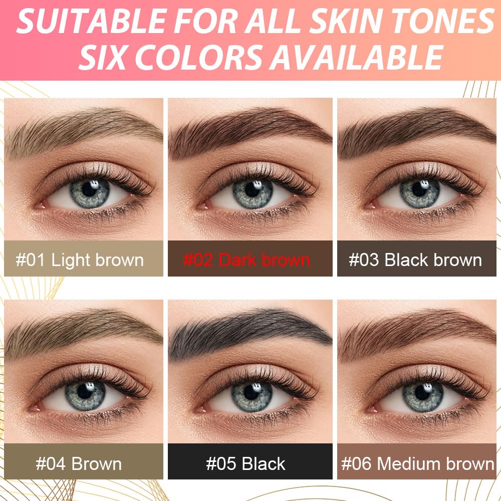 evpct 2Pcs Dark Brown Magic Microblading Dual-Ended Eyebrow Contouring Pen Brow Pencil, with 4