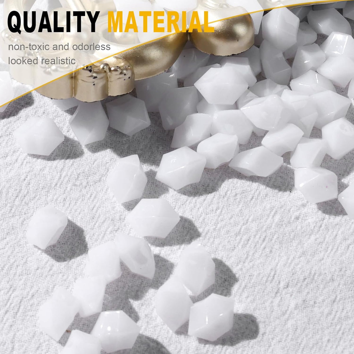 DomeStar 150PCS Fake Ice, White Acrylic Fake Diamonds Vase Filler Plastic Gems Crushed Ice Rocks
