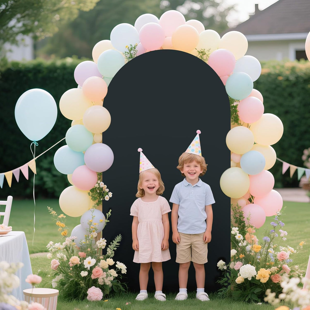 Ledido Wedding Arch Backdrop Cover 6FT Arch Covers Fitted Stretchy Spandex Round Top Stand Backdrop