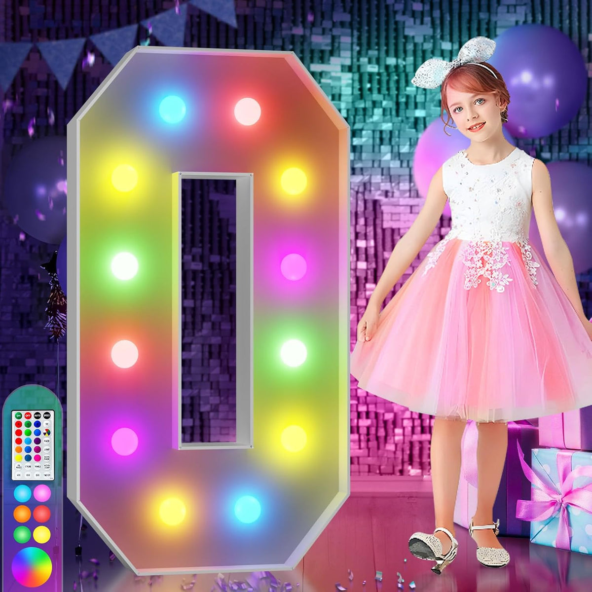 imprsv 4FT Colorful Marquee Light Up Letters O, 18 Colors Large Light up Letters Alphabet Sign with