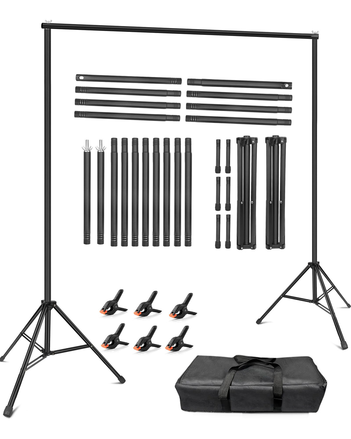 Hemmotop Backdrop Stand 10x8ft, Versatile Sizes Adjustable Banner Holder