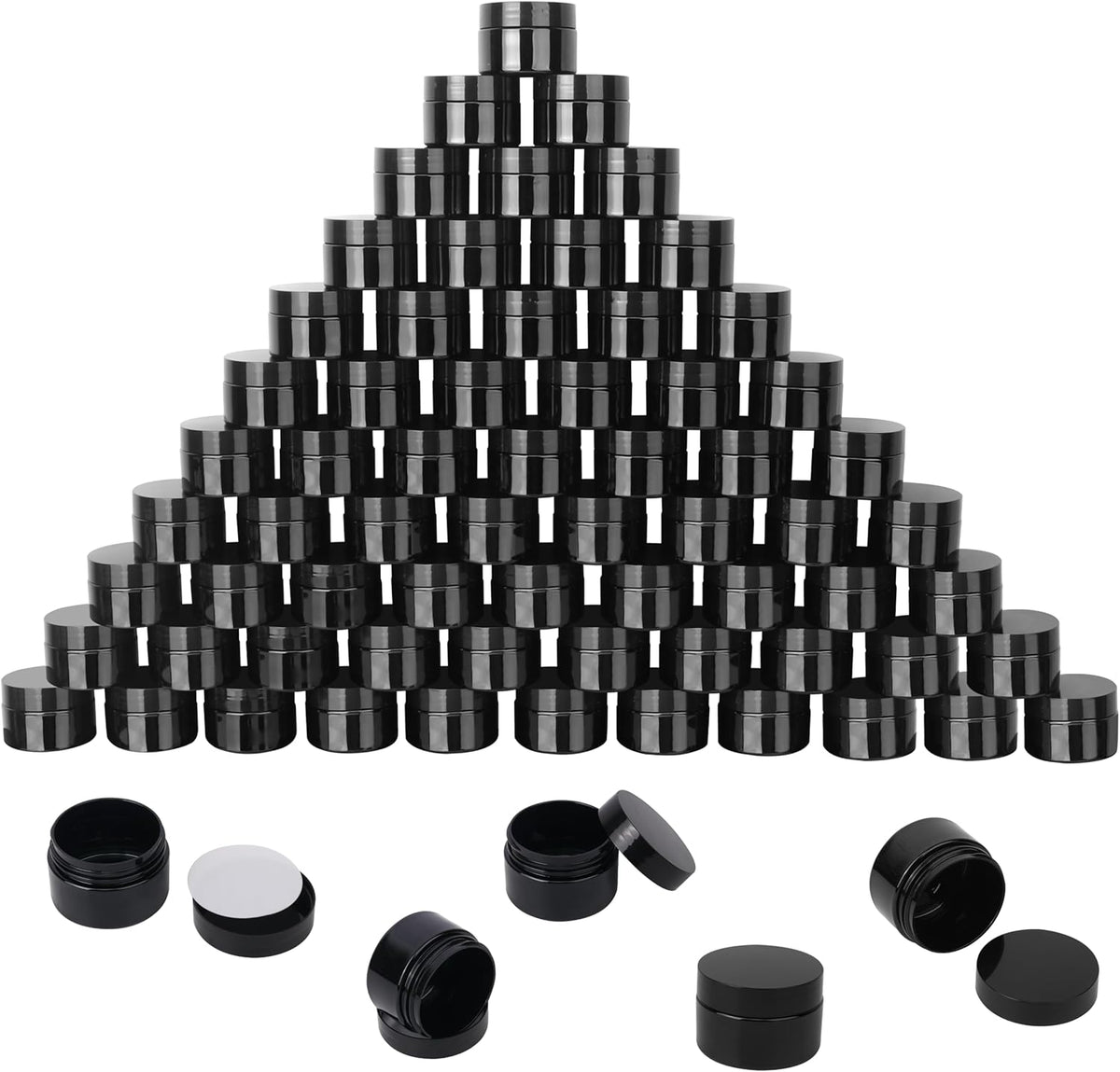 72 Packs 4 OZ Black Plastic Jars with black Lids, Body Butter Containers, Cosmetic Containers jars