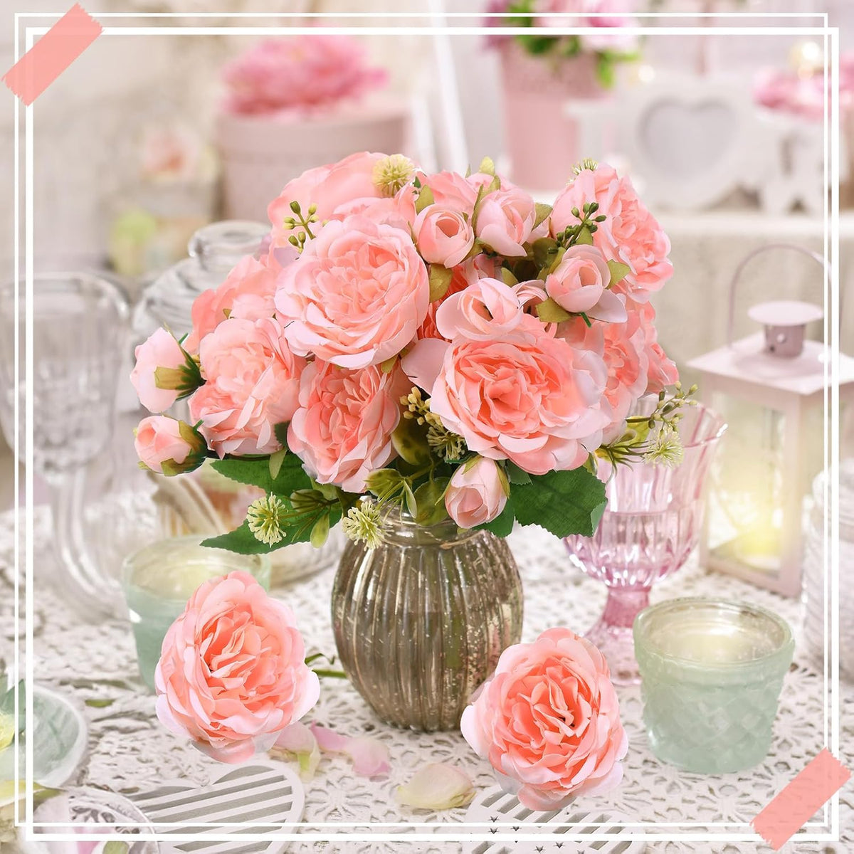 8 Bundles Artificial Peonies Flowers Boho Faux Flowers Arrangements Artificial Centerpiece Spring