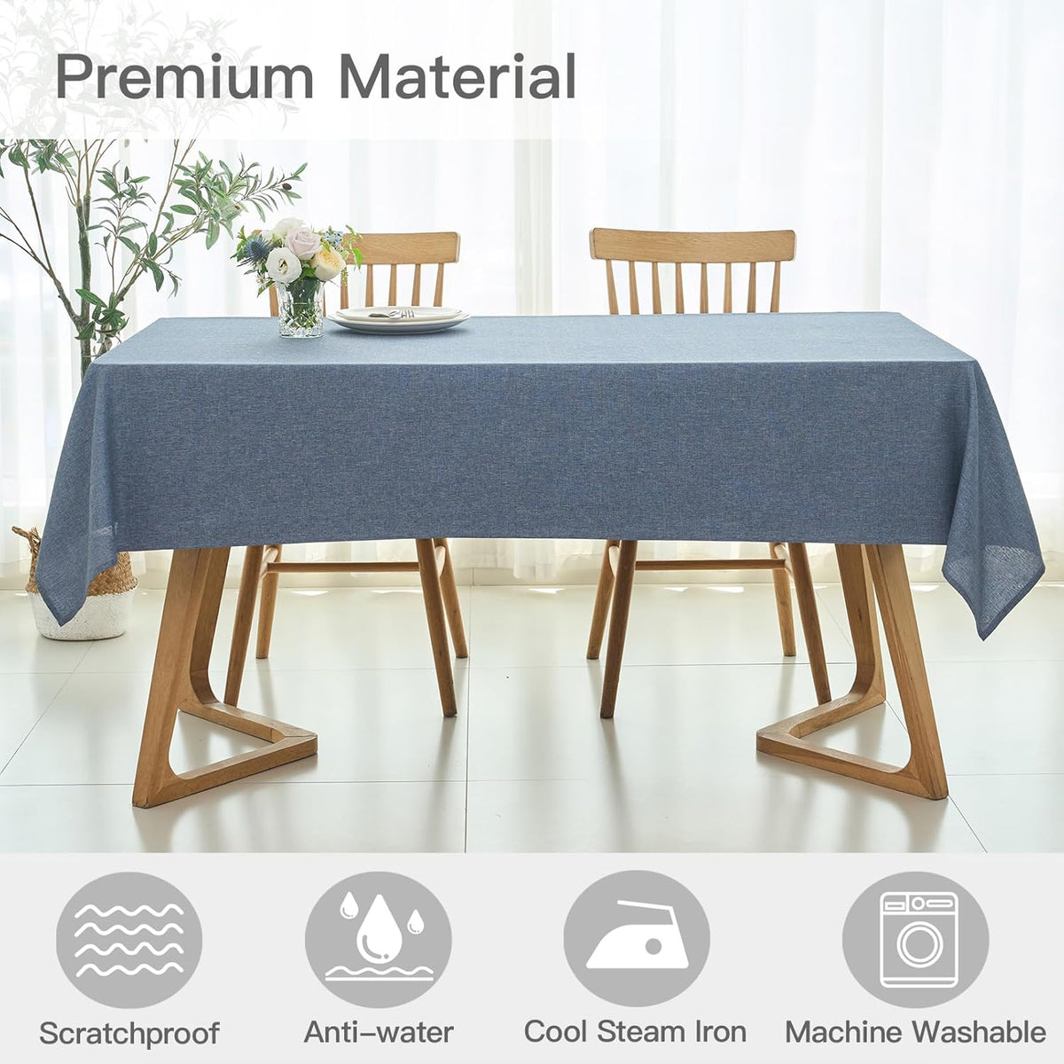 maxmill Linen Texture Tablecloth Water Resistant Antiwrinkle Spillproof Wipeable Washable Soft