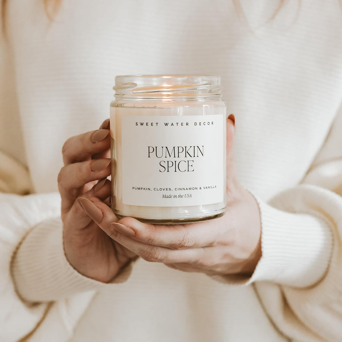 Sweet Water Decor Pumpkin Spice Candle - Fall Candles with Pumpkin, Clover, Cinnamon & Vanilla