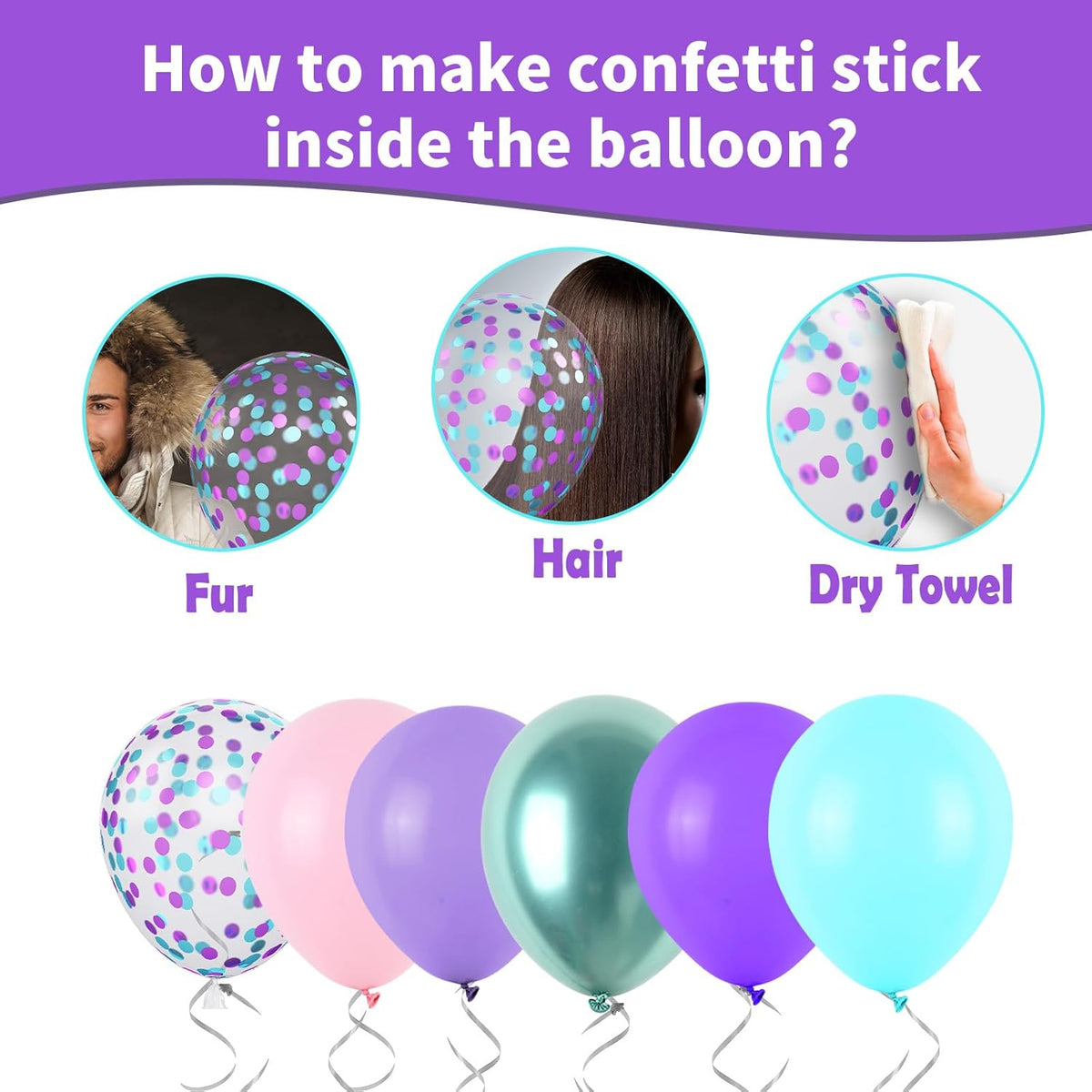 Mermaid Balloons, Purple and Teal Balloon Pastel Pink and Purple Party Decorations Metallic Green