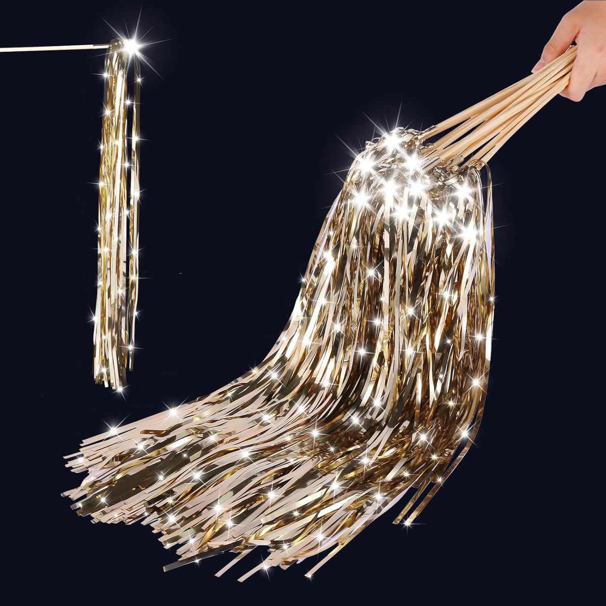 100 pcs Wedding Wands Light up with LED Tinsel Wedding Streamers for Wedding Send off and Greeting