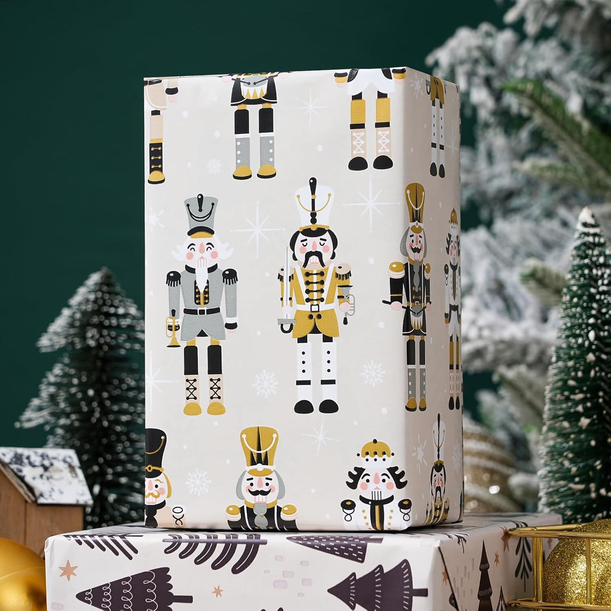 Ulmasinn Reversible Christmas Wrapping Paper Roll - 17" x33ft Double-Sided Designs with Luxury