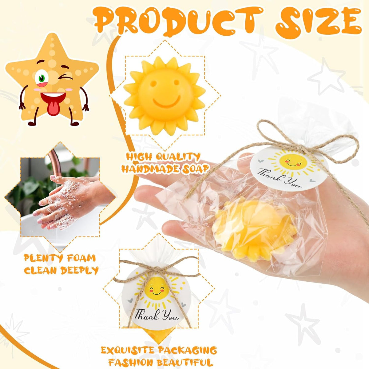 Demissle 20 Pcs Sun Soap Baby Shower Favors for Sunshine Party Here Comes the Son Baby Favors Mini
