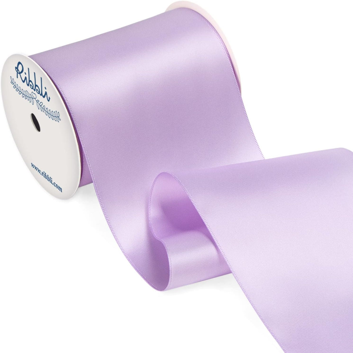 Ribbli Lavender Satin Ribbon 4 Inch Wide Light Orchid Purple Ribbon for Wedding Chair Sash Grand