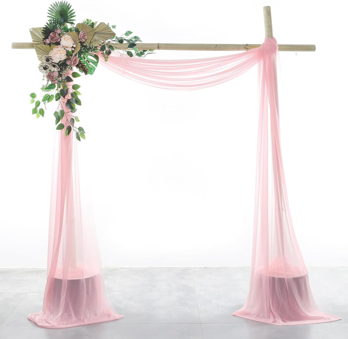 VDS Pack of 2 Panel (30 Inch X 40 Feet) Wedding Arch Draping Fabric Sheer Chiffon Fabric Drapery
