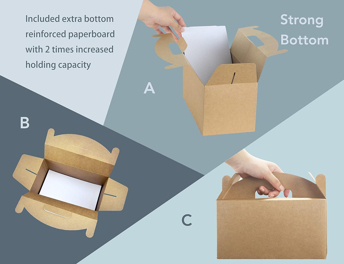 HUAPRINT Brown Treat Boxes Large Bulk,Gable Boxes 30 Pack 9.45x5x5Inches,Party Favor Boxes Goodie