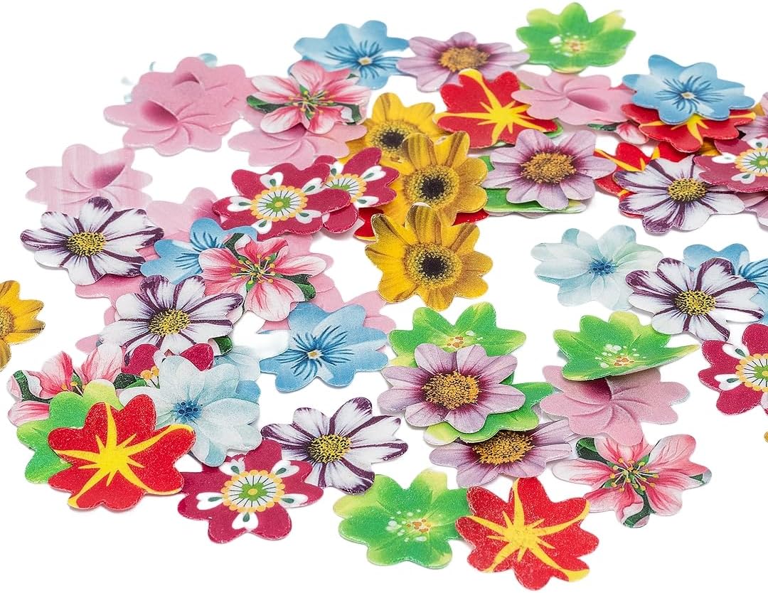 Edible Flowers 120pcs Wafer Paper Cake Cupcake Toppers for Decorating Rice Paper Flower Food