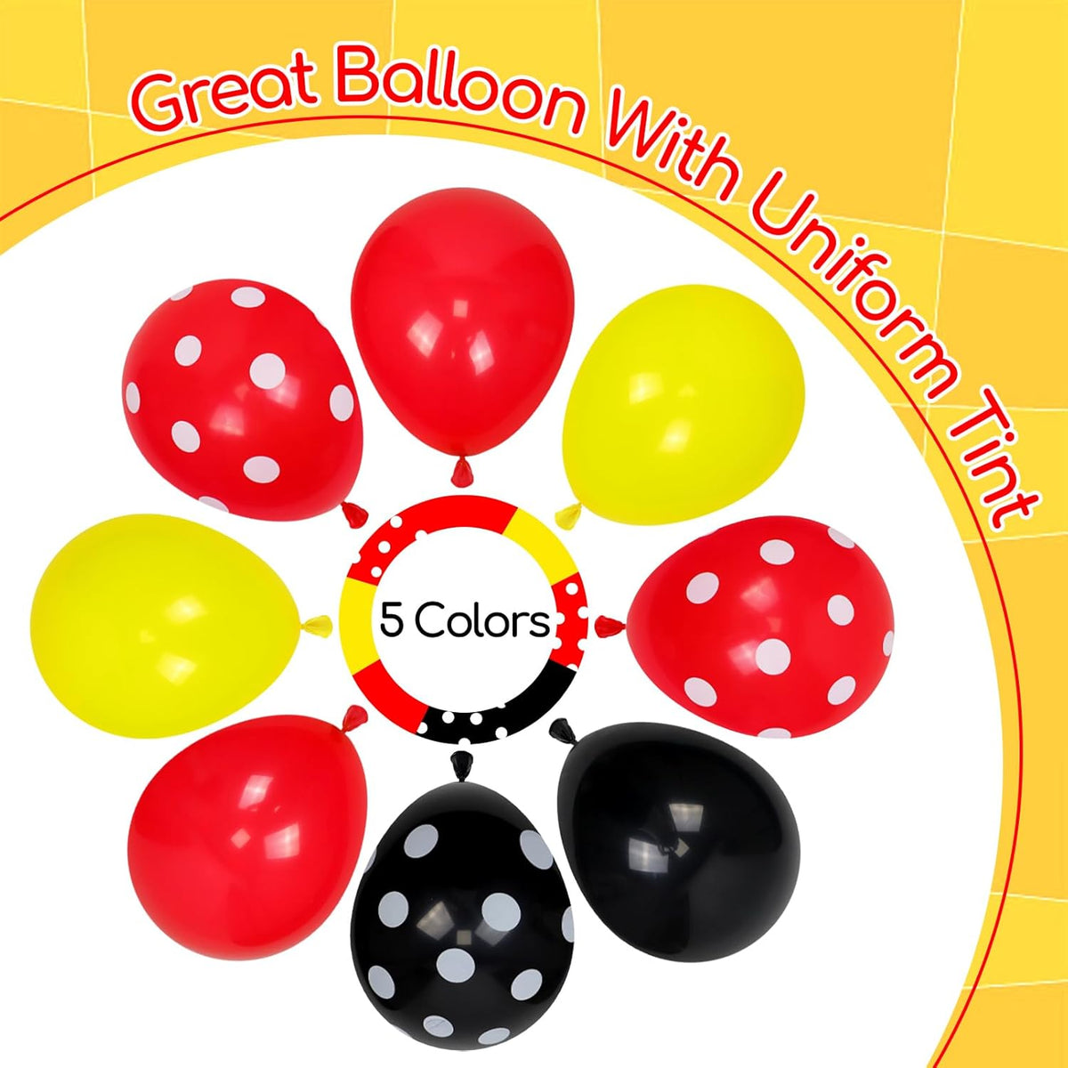 60pcs Red and Yellow Balloons 12inch with Red Print Confetti Black and Yellow Balloons for Baby