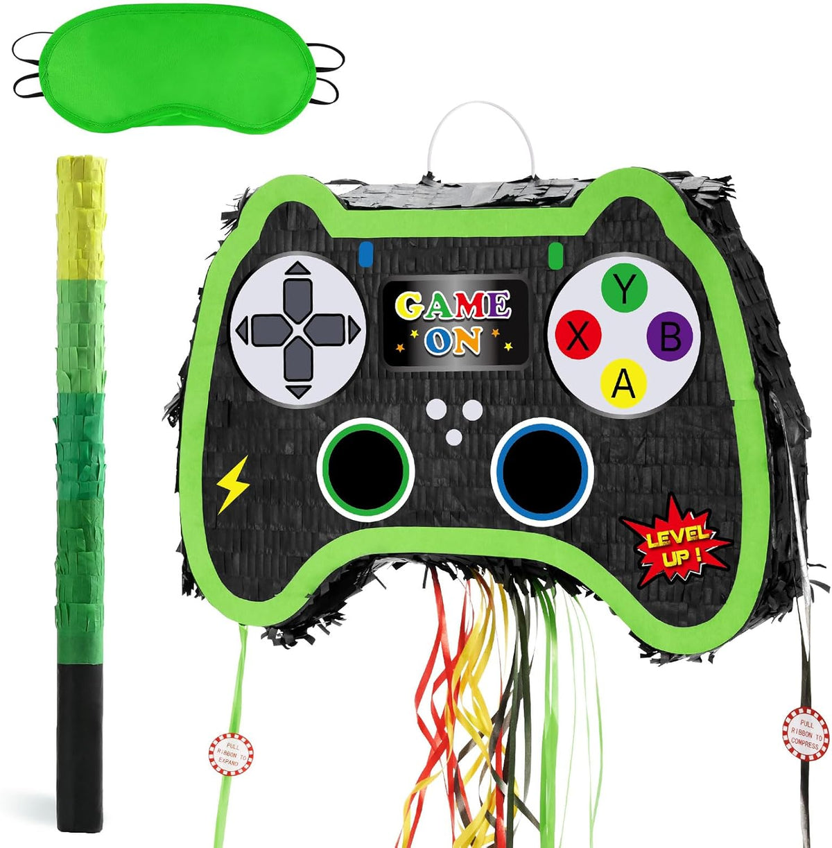 WERNNSAI Foldable Video Game Piñata - Pull String Gaming Birthday Party Supplies Extendable Piñata