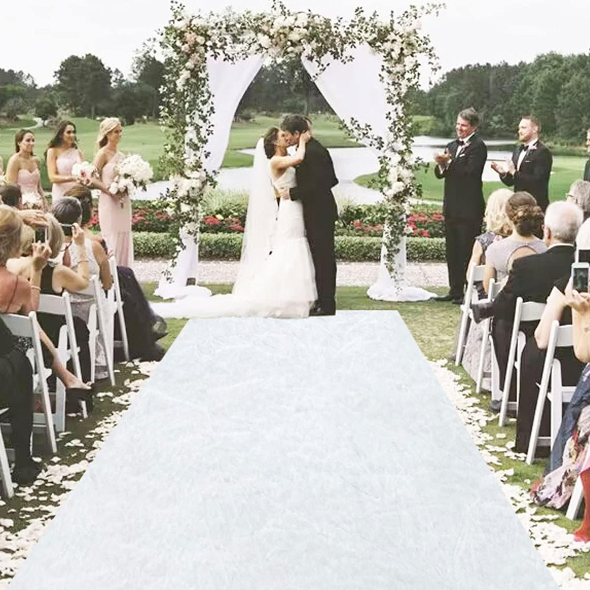 MODFUNS White Wedding Aisle Runner Outdoor Velvet Aisle Runner for Wedding Ceremony 4FTx20FT Carpet