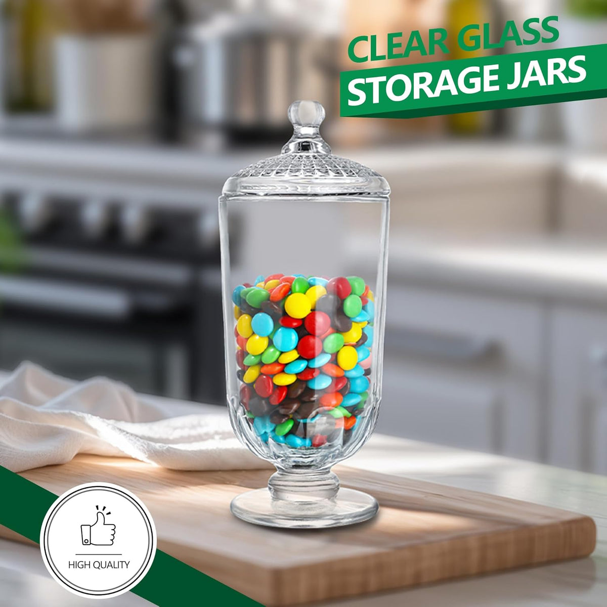 24oz Clear Glass Candy Jar with Lid Glass Cookie Jars Storage Decorative Jars for DIY