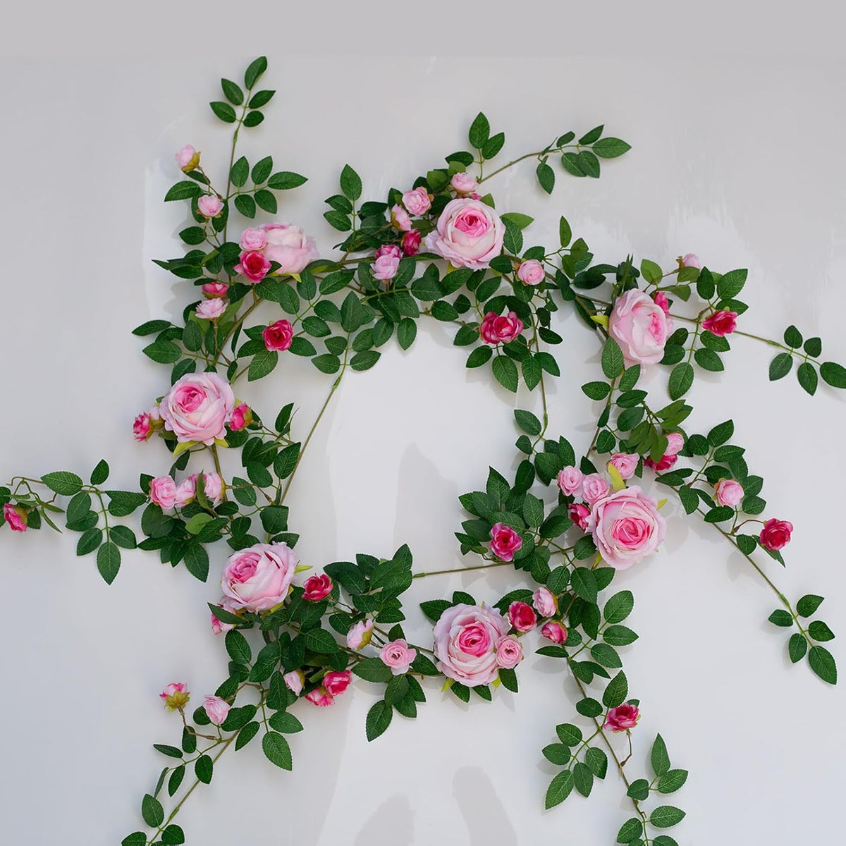 6FT Pink Flower Garland Artificial Rose Vines Hanging Floral Garland for Home Decor Wall Trellis