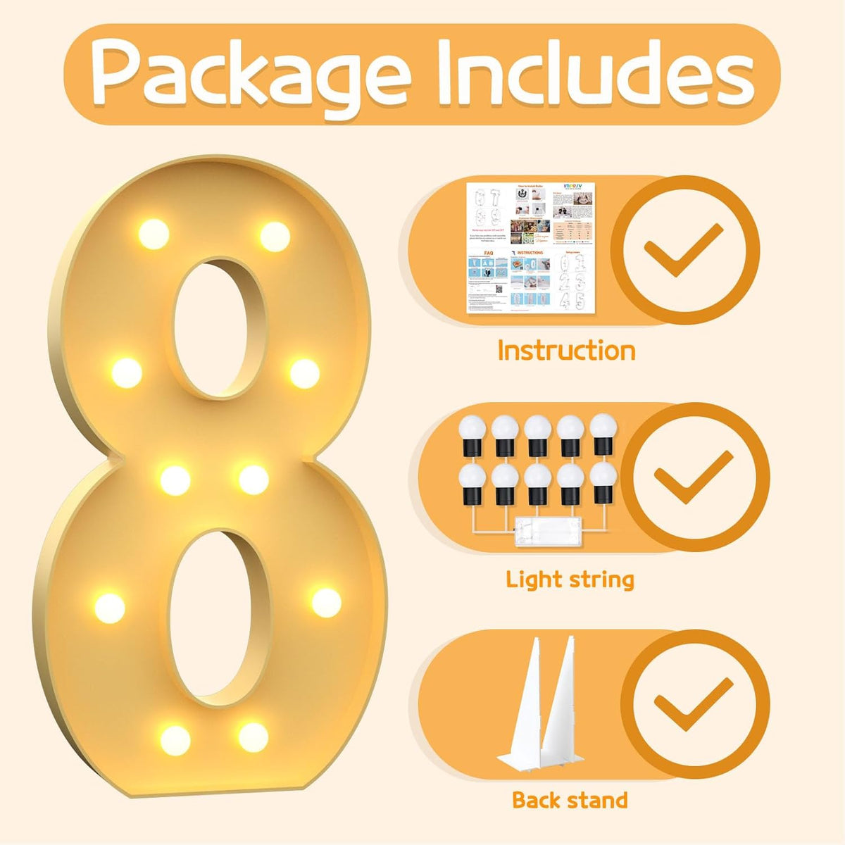 Marquee Numbers 4 Feet Tall Large Light Up Numbers 8th 18th 80th Birthday Decorations Girl Boy Big
