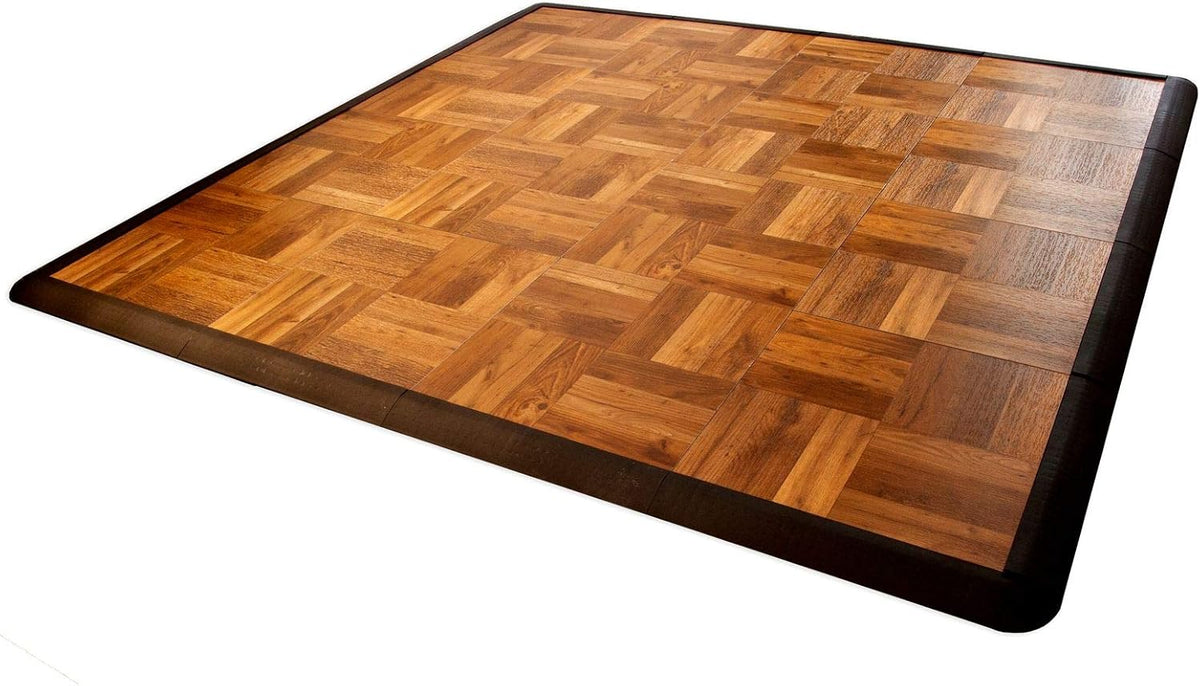 Big Floors 4X4DKOAKFLOOR Interlocking Lightweight Plastic Modular Dance Floor Kit (4' x 4'), Dark