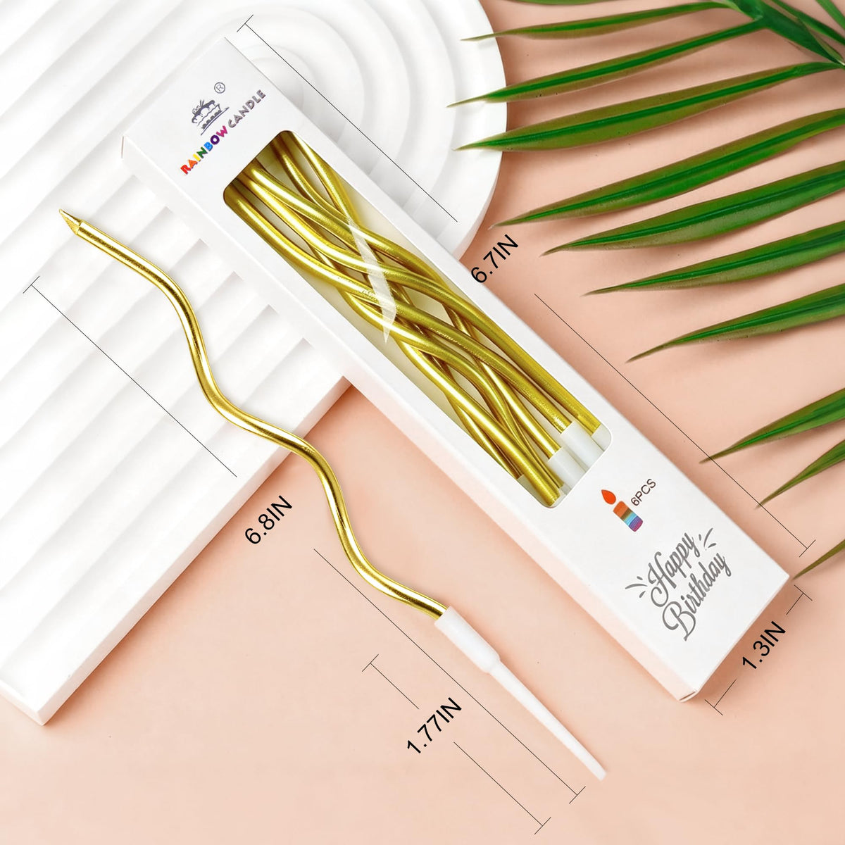 PHD CAKE 24-Count Gold Spiral Long Thin Metallic Birthday Candles, Cake Candles, Birthday Parties