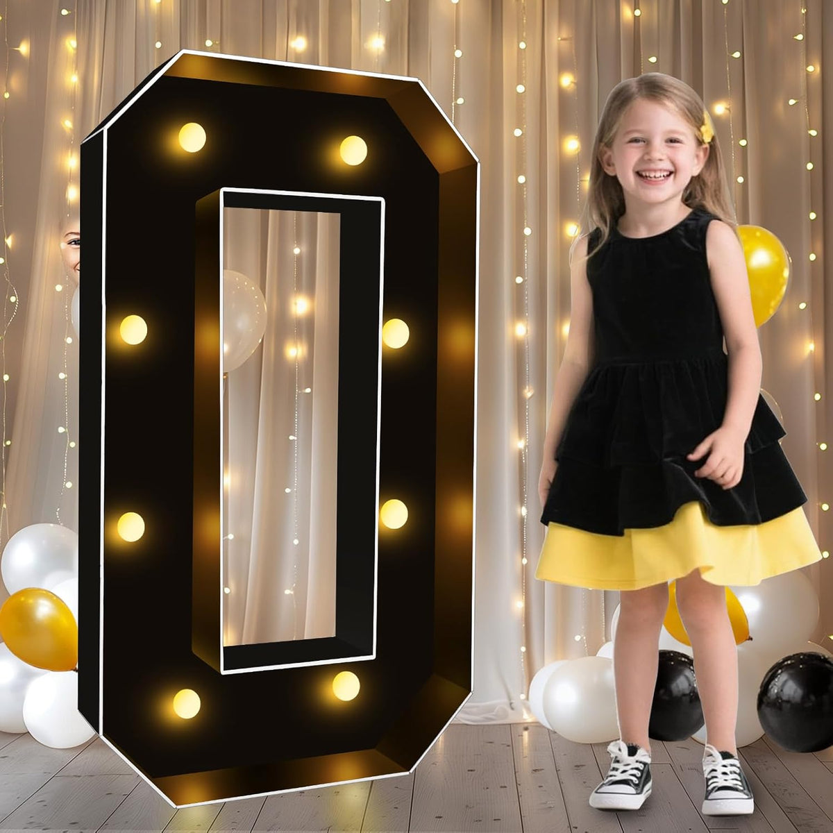 Pooqla 3FT Marquee Light Up Numbers, Black Lighted Party Decor for her him Women Men, Giant Mosaic