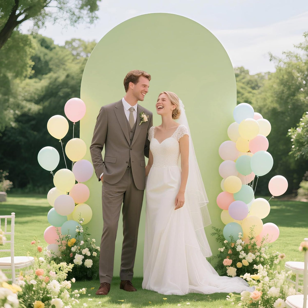 Ledido Wedding Arch Backdrop Cover 7.2FT Arch Covers Fitted Stretchy Spandex Round Top Stand