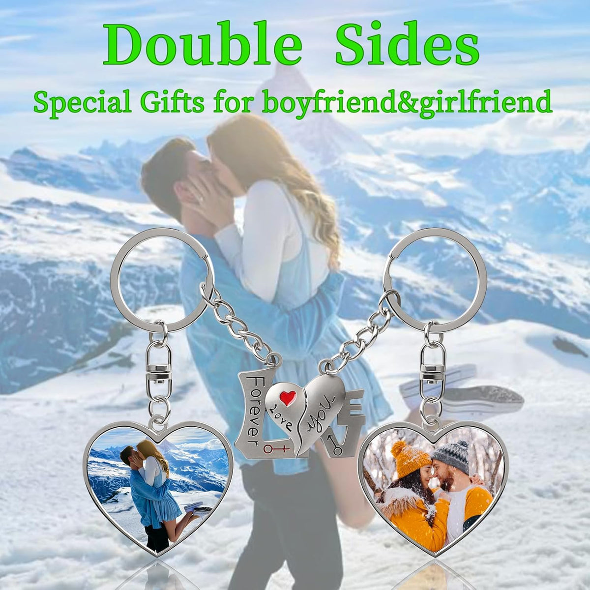 Double Side Custom Keychain with Picture Personalized Engraving Photo Text Customized Gifts for Men