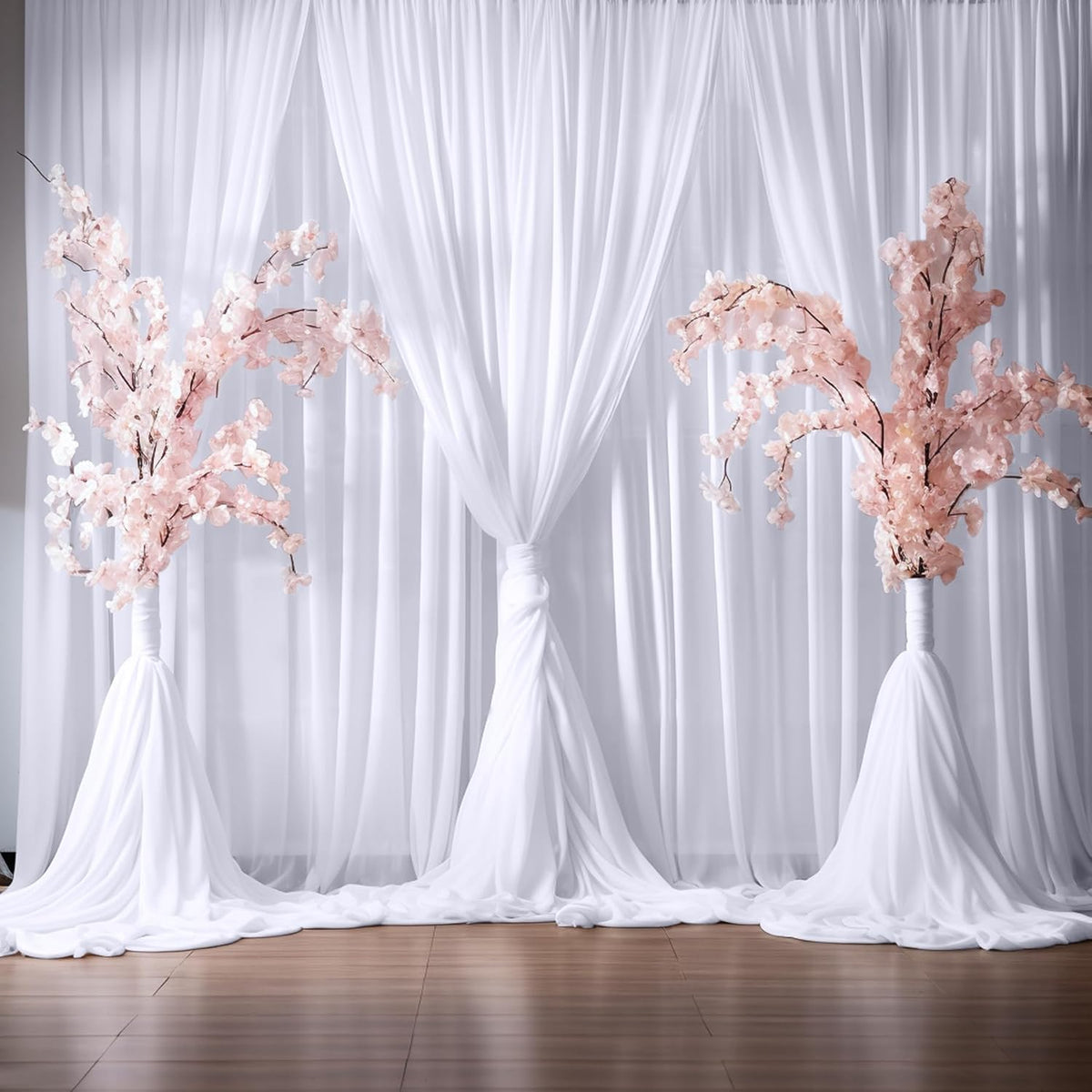 20ft×10ft Wrinkle Free White Backdrop Curtains for Parties, Thick Polyester Drapes for Backdrop, 2