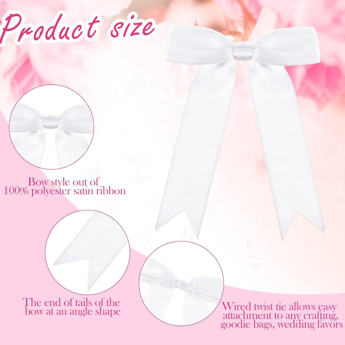 Riceshoot 24 Pcs Satin Ribbon Bow 3.5x5 Inch Twist Tie Bows for Gift Balloon Bag Cake Craft DIY