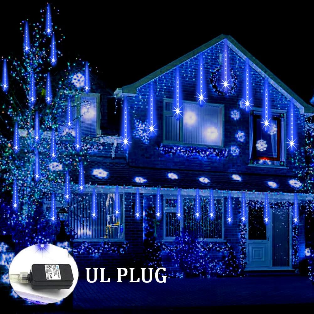 Christmas Lights Outdoor 32 Tubes 768 LEDs Meteor Shower Lights UL Certified Snow Falling Rain Drop