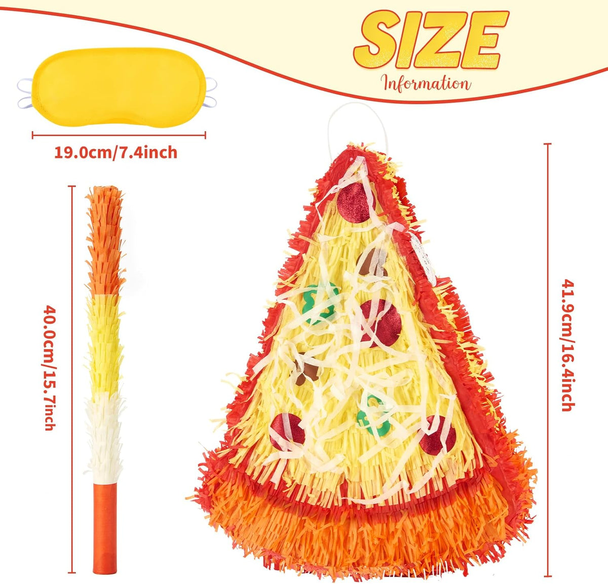Wernnsai Pizza Piñata - Pizza Decorations For Kids Food Themed Birthday Party Piñata With Blindfold