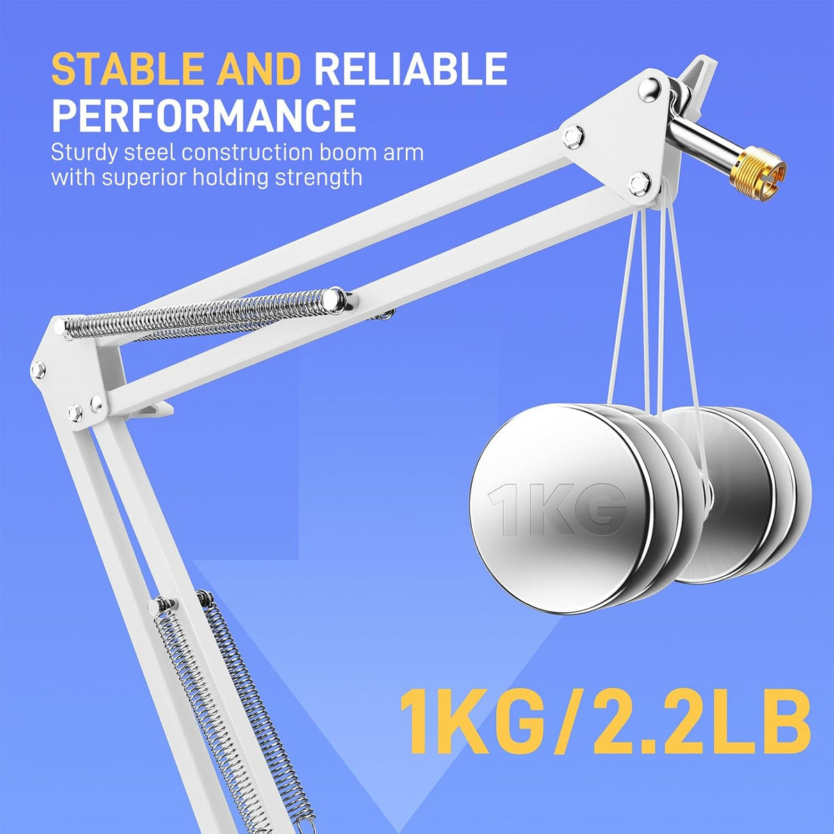 MAONO Boom Arm Microphone Stand: Adjustable Metal Suspension Mic Boom Arm for Podcasting Gaming