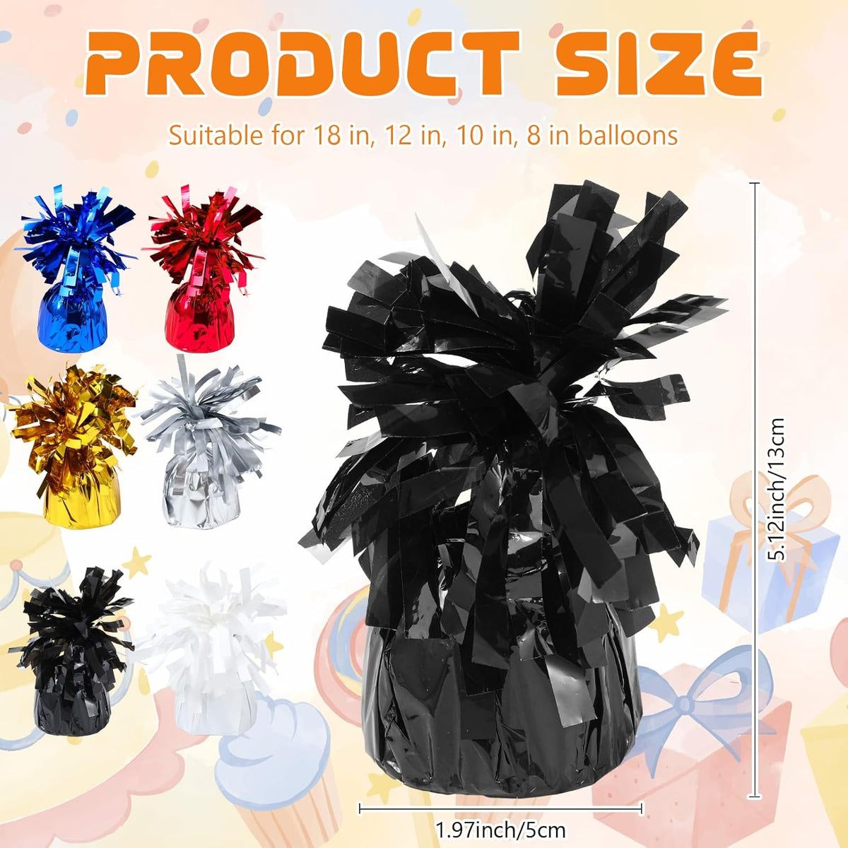 6 Pack Black Balloon Weights Metallic Holder Anchors Balloon Holder Weights for for Birthday 2025