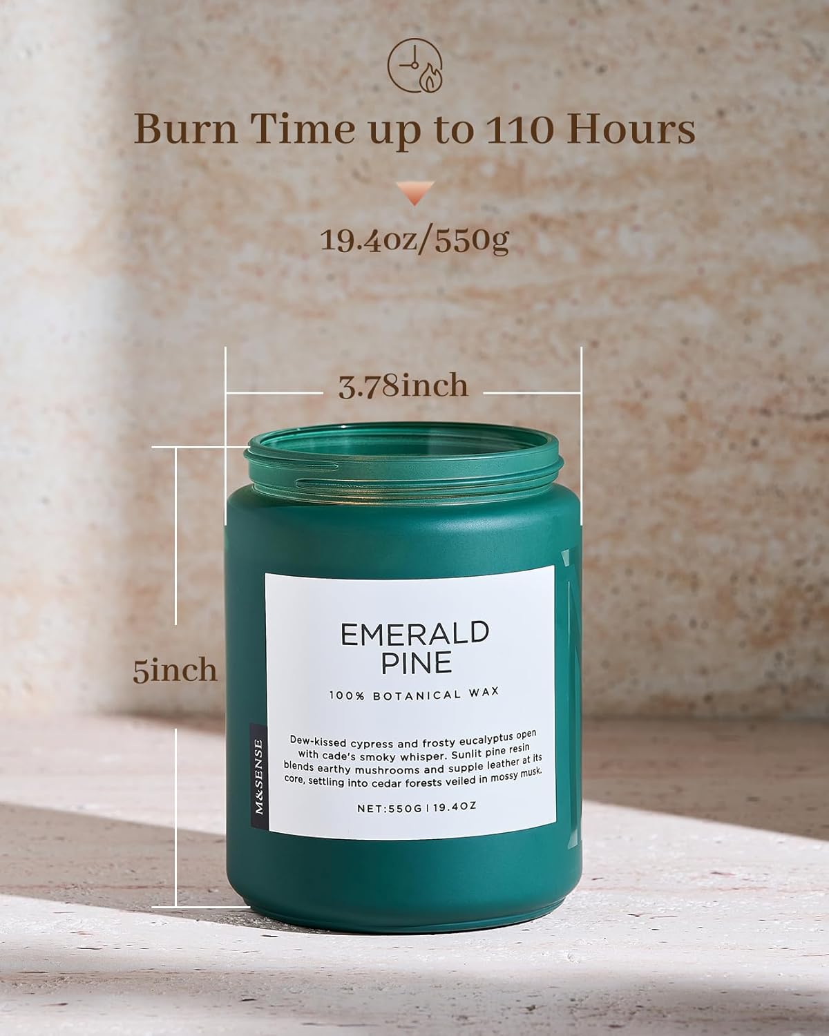 M&SENSE Pine Scented Candles Natural Soy Wax Clean Non Toxic 19.4oz 110 Hours Large Long Lasting