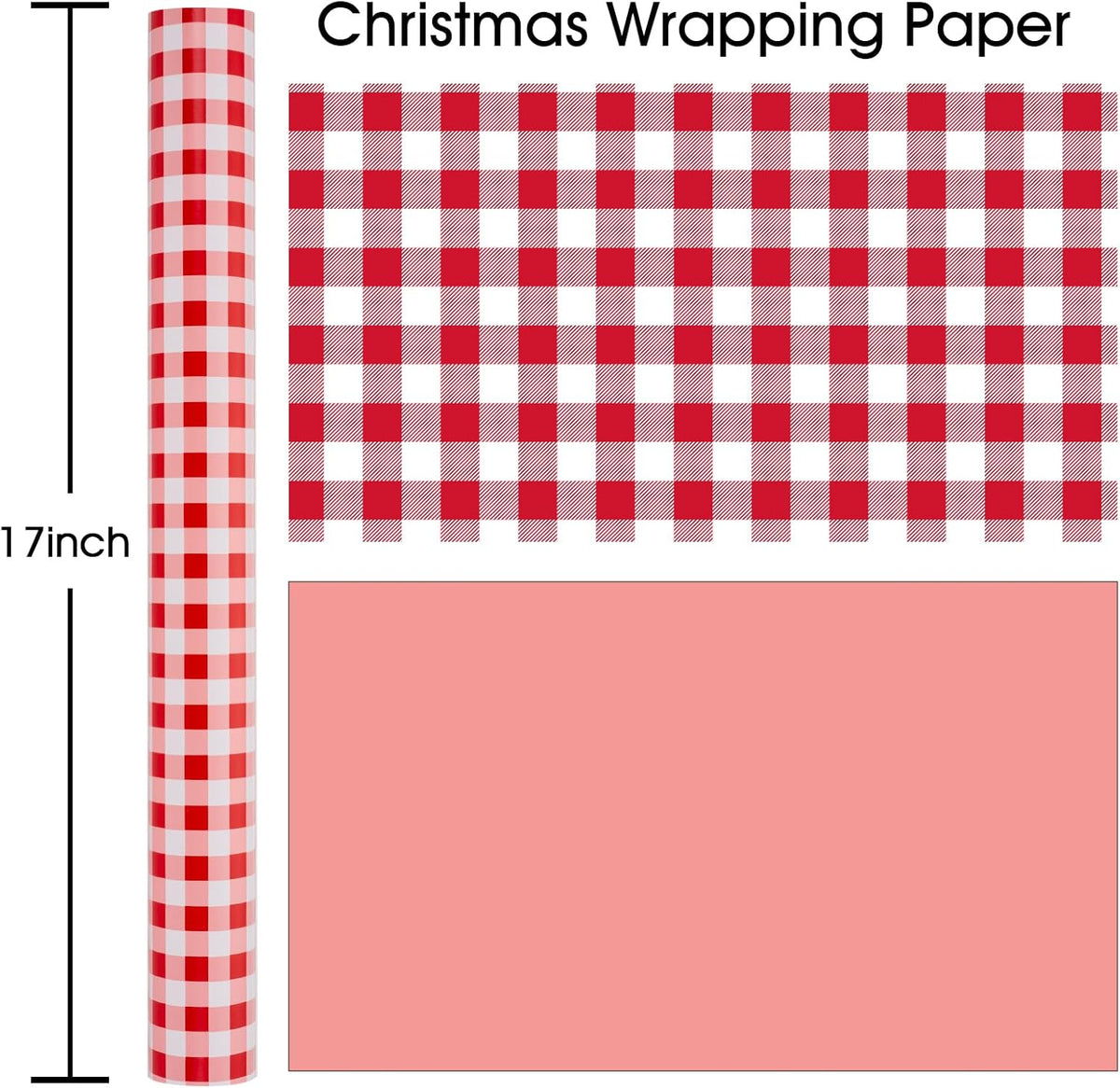 Burymento Red Checkerboard Wrapping Paper, Gift Wrap for Birthday, Valentines, Mothers day