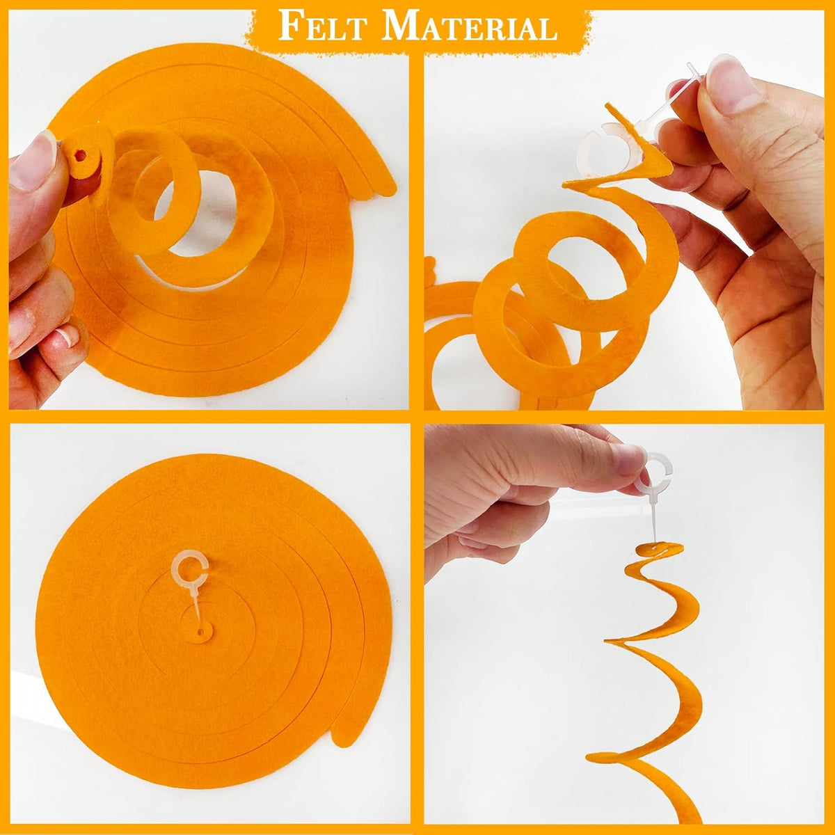 36Pcs Orange Hanging Swirl Decorations Ombre Orange Felt Swirl Streamer Spiral Ceiling Garland for