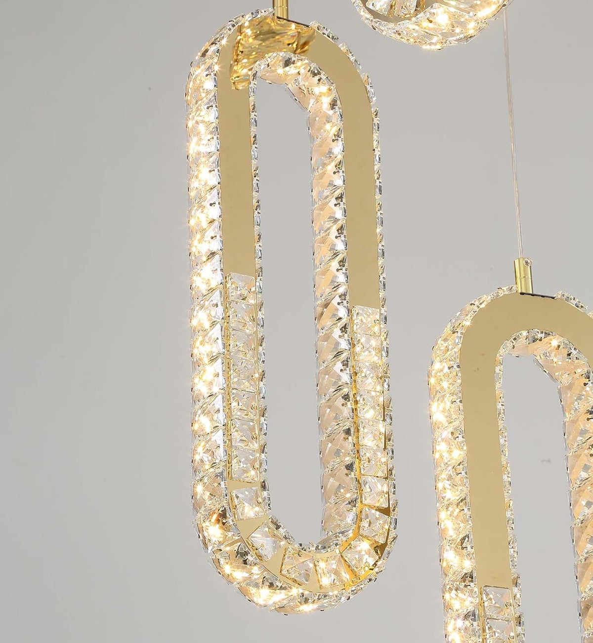 1-Ring Chandelier Gold Modern Pendant Lighting LED Dimmable Hanging Crystal Chandelier for Kitchen