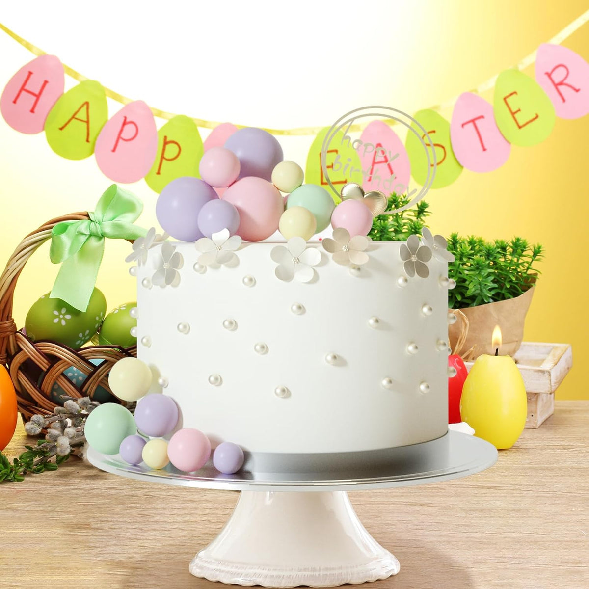 ASTARON 32 Pcs Ball Cake Topper Decorations Mini Balloons Cake Topper Sticks Foam Balls Cake Picks