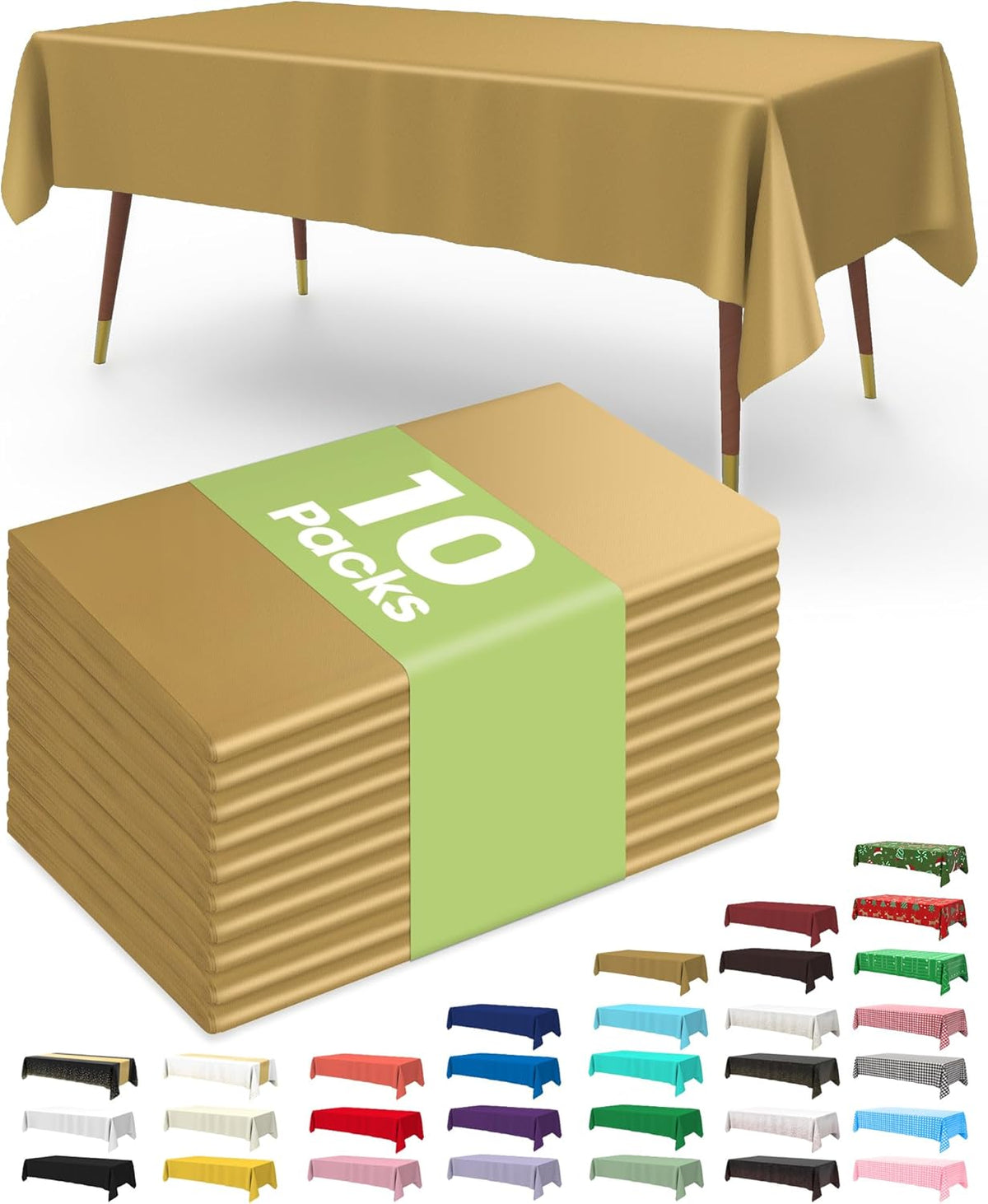 Pureegg Plastic Table Cloth Disposable 10 Pack, 54 x 108 Inch Table Cloths, Graduation Decorations