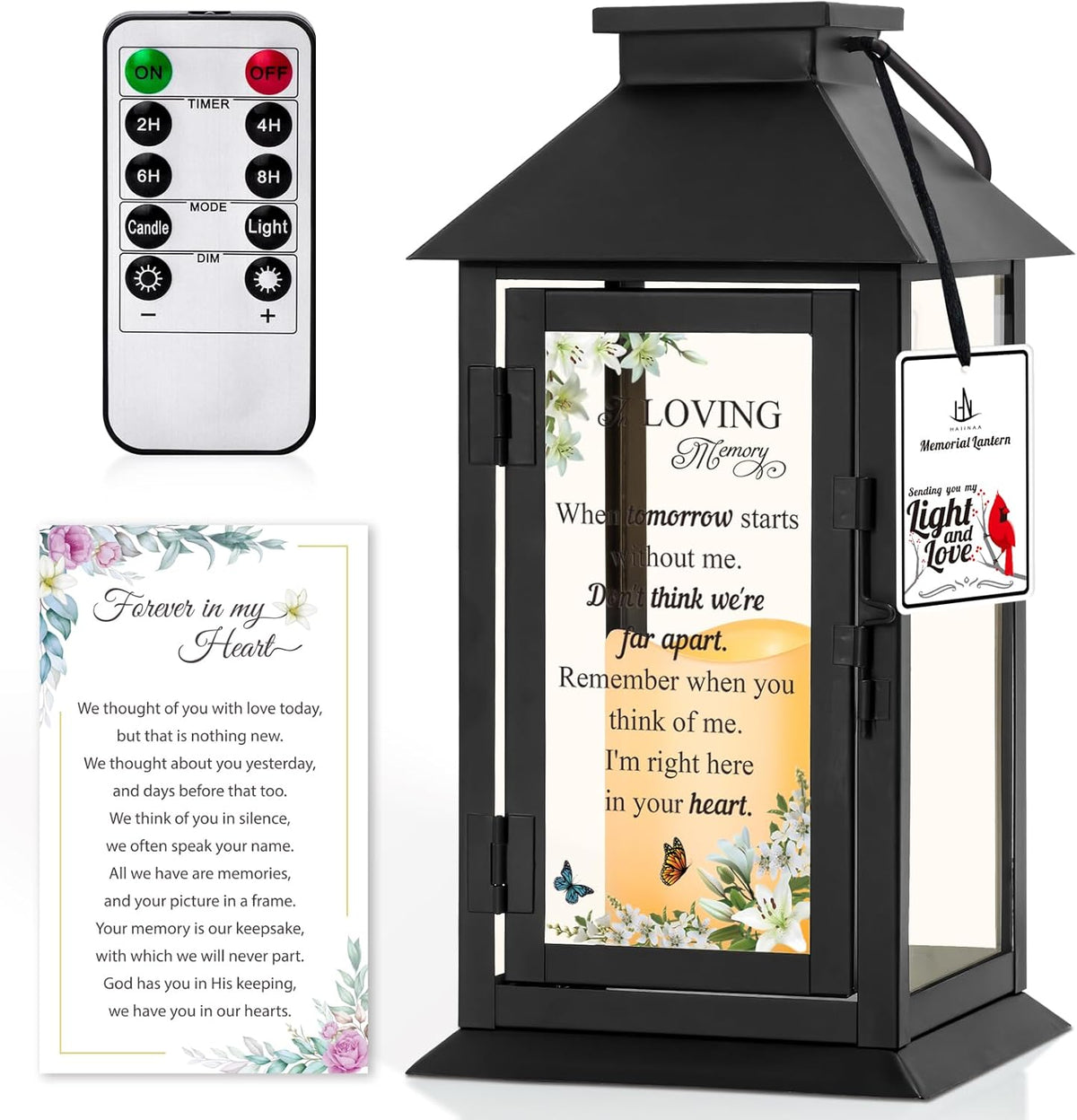 Memorial Lantern Bereavement Gifts in Memory of Loved One - Remembrance Sympathy Gifts for Loss of