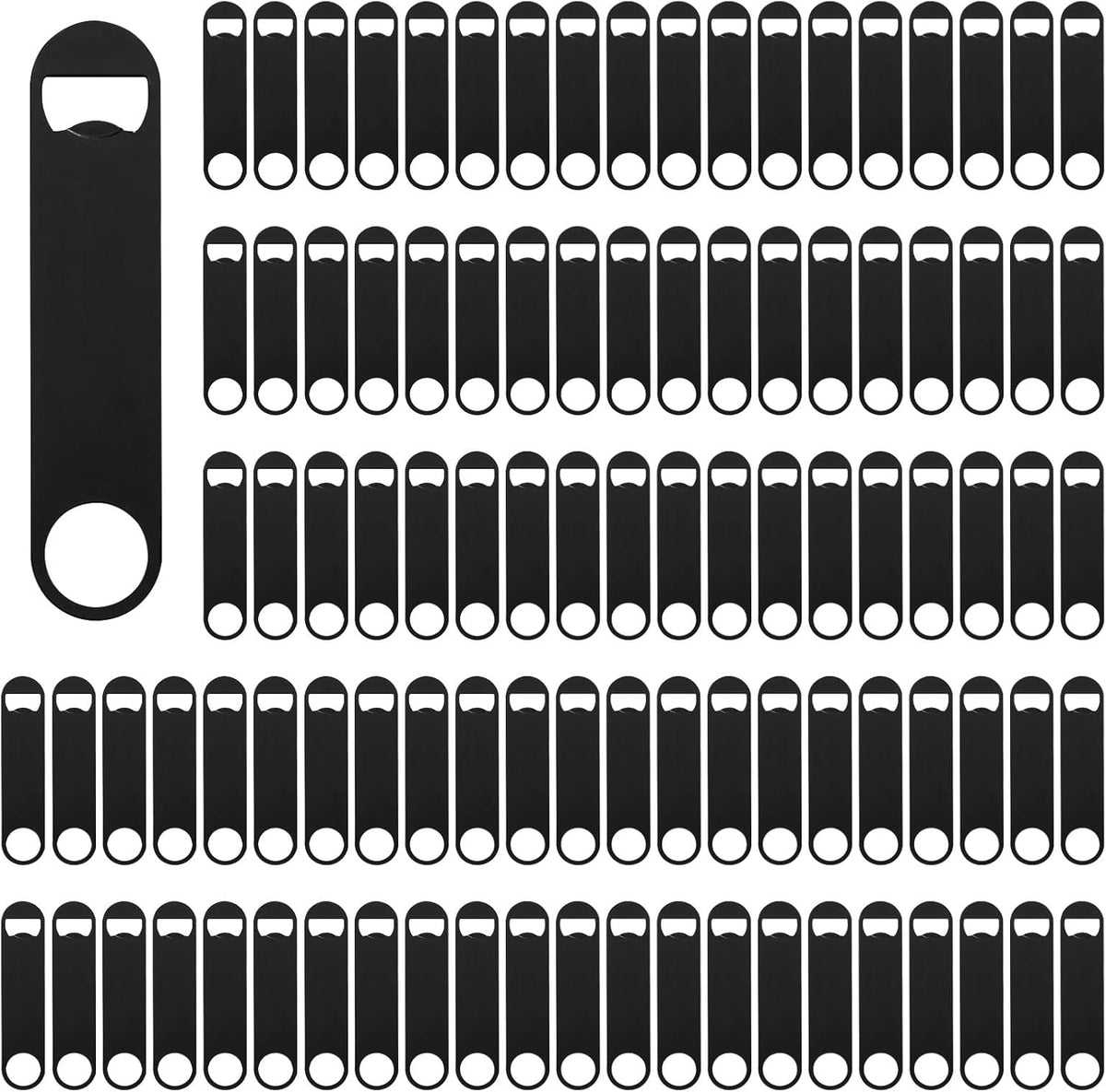 100 Pack Flat Beer Bottle Opener 5 inch Stainless Steel Flat Bottle Opener Black Beer Bottle