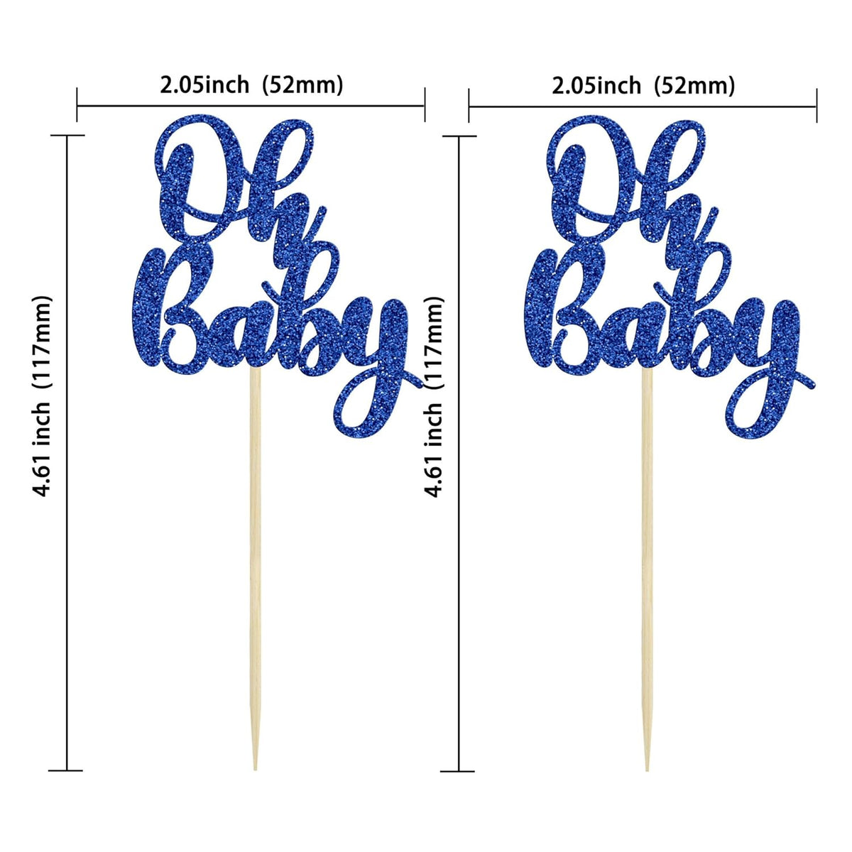Gyufise 36Pcs Oh Baby Cupcake Toppers Glitter Baby Shower Oh Baby Cupcake Picks for Gender Reveal