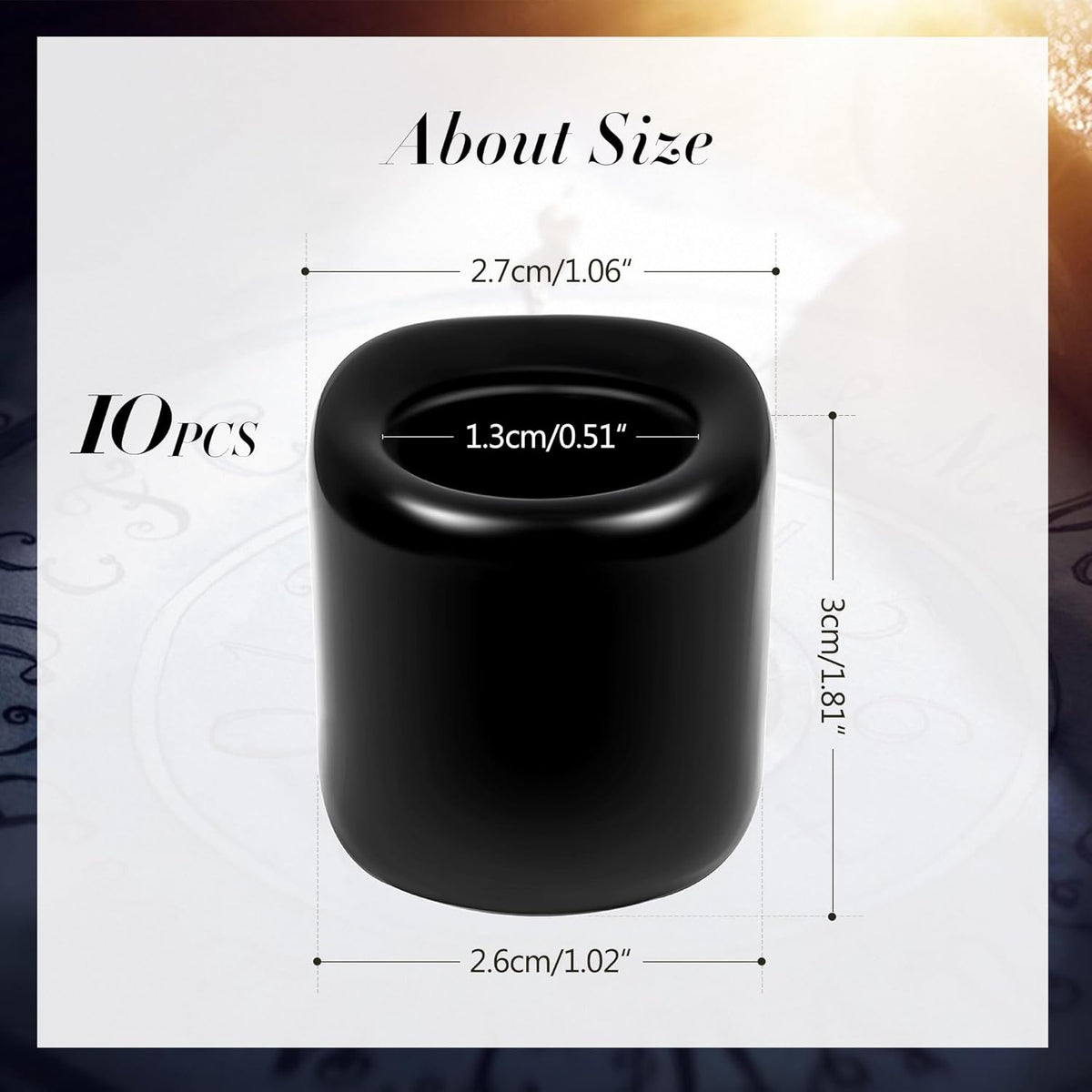 Black Spell Candle Holders 10 PCS, KSWING 1/2 Inch Diameter Ceramic Chime Ritual Candlestick