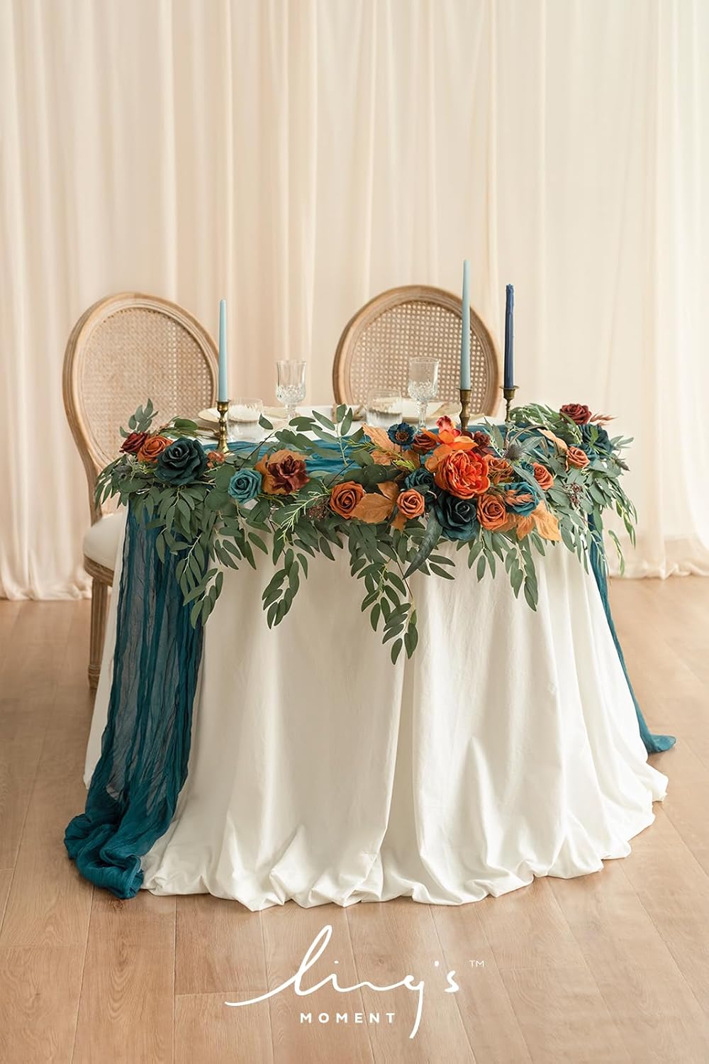 Ling's Moment Flower Garland - 6FT Eucalyptus & Rose - Sweetheart Table Decor for Wedding