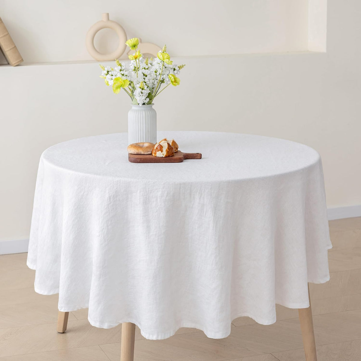 100% Pure French Linen Tablecloths,90Inches Round Table Clothes for