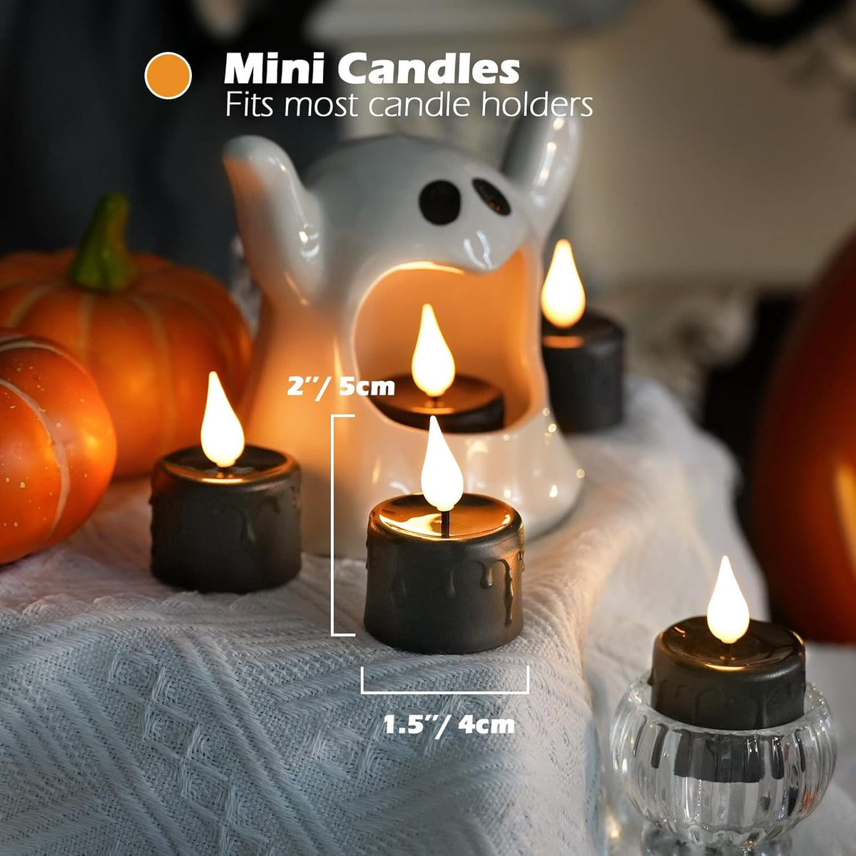 FREEPOWER Black Tea Lights Candles (NO Remote),Rechargeable Flameless Candles with 6 Hour Timer,LED