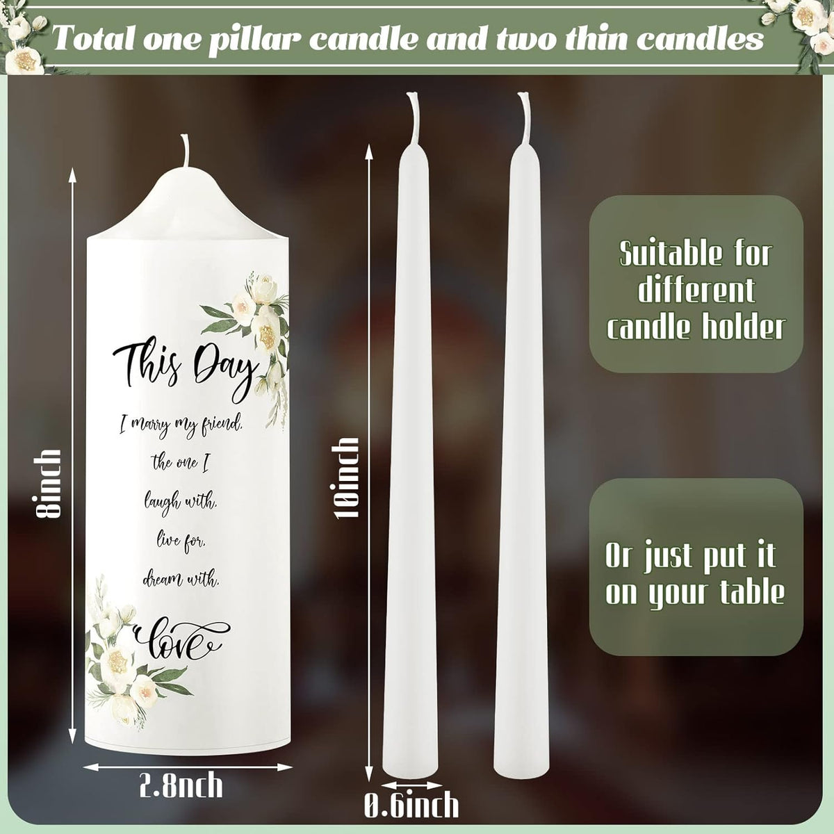 Frienda Unity Candles for Wedding Ceremony Set Wedding Unity Taper Candles Catholic Religious