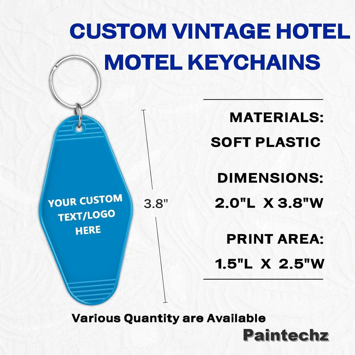 Custom Vintage Hotel Motel Keychains 700 Pack, Personalized Logo, Text Bulk - Perfect for