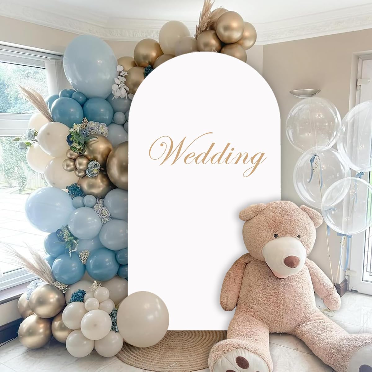 White Arch Cover - 6ft Backdrop Fabric Spandex for Wedding Arch Stand Frame - Round Top Chiara
